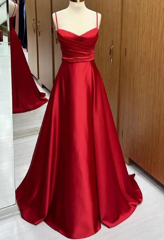 Affordable Luxury Fashion Classic Charm Women Spaghetti Straps Bridesmaid Dress Long Satin Prom Gowns Fashion Wedding Party Dress YBD013