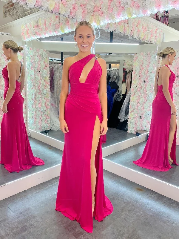 Additional Time-Limited Offers Update with Cottagecore Styles Roycebridal Teresa | Mermaid One Shoulder Pink Cutout Long Prom Dress