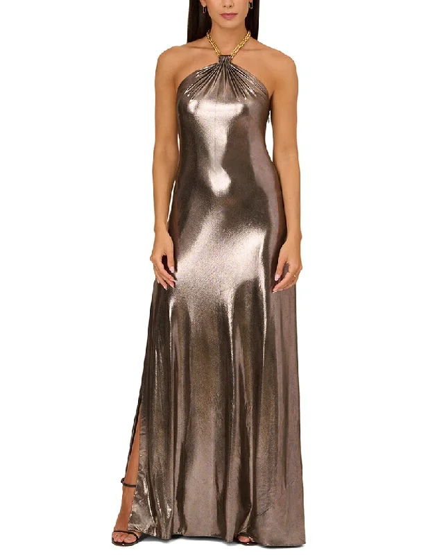 Day-To-Night Styles Big Savings on Rustic Countryside Styles Aidan Mattox Metallic Knit Gown