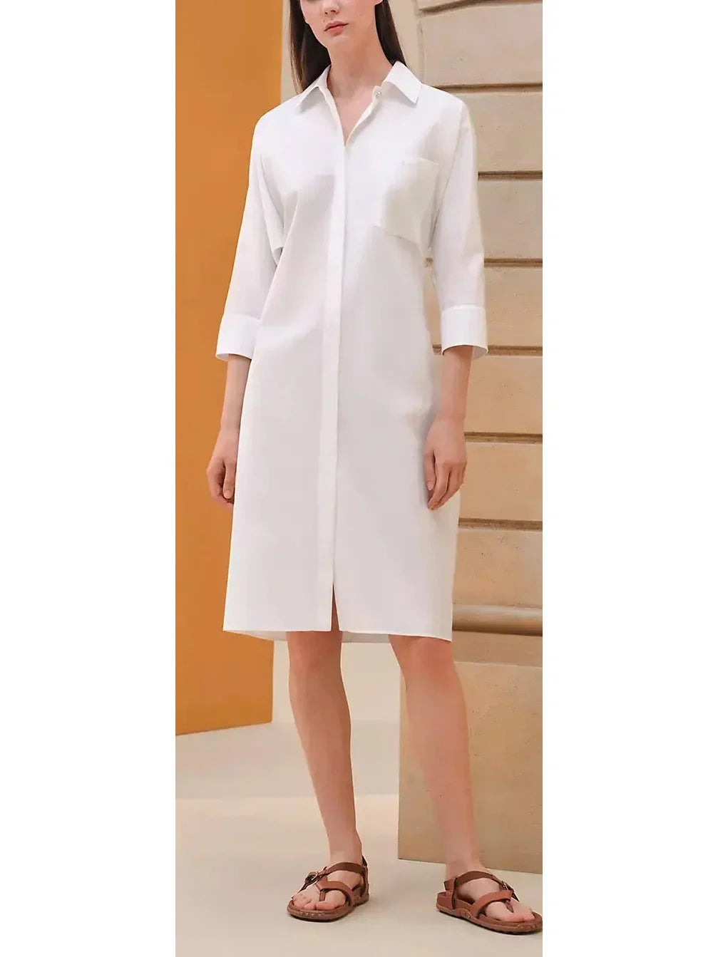 Holiday Attire Sale Great Deals on Ethnic Cultural Wear Belted Shirt Dress in Cotton Twill, White