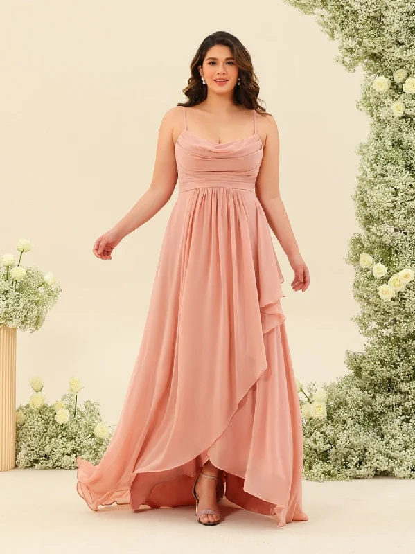 Flash Sale, Don'T Miss Effortless Comfort A-Line/Princess Asymmetrical Spaghetti Straps Ruffles Plus Size Bridesmaid Dresses