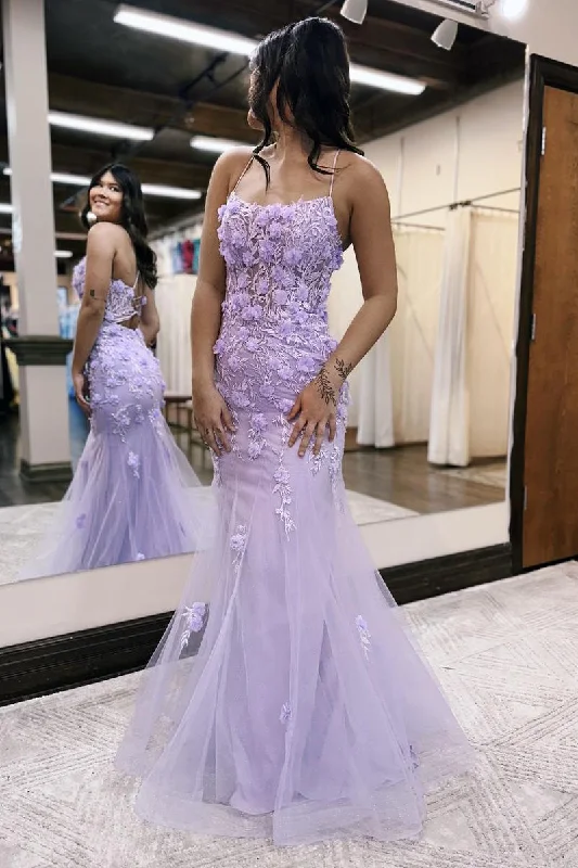 Get The Latest Trends Classic Charm Roycebridal Armani |Lilac Mermaid Scoop Neck Prom Dress with Appliques