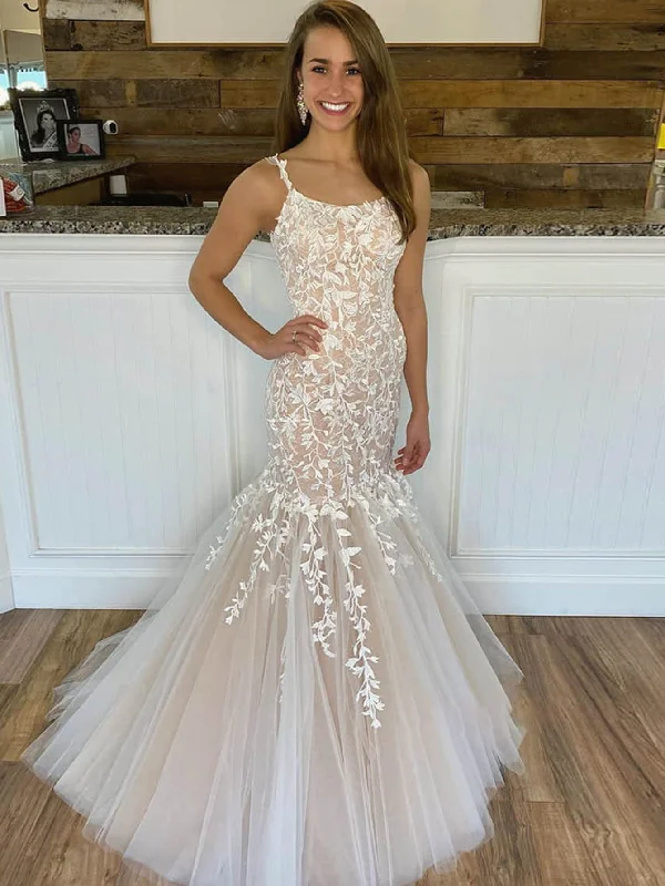 Hot Deals Limited - Edition Drops Roycebridal Mermaid Apricot Straps Lace Long Prom Dress