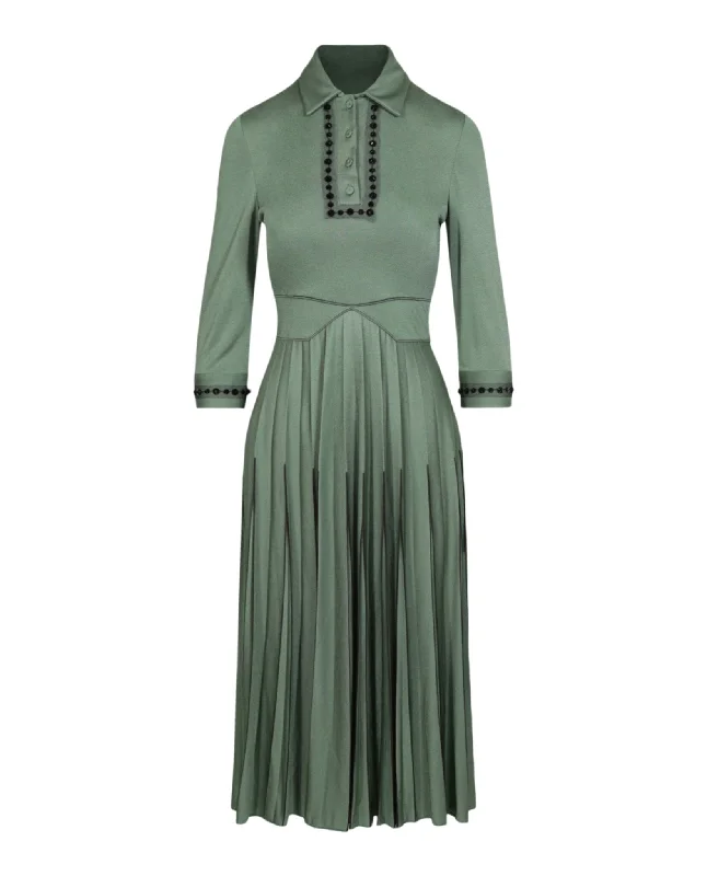 Statement Fashion Offers Flowy Fabric Long Sleeve Pleated Dress