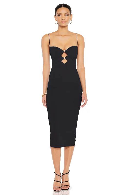 Flash Sale Now Update with Cottagecore Styles Nookie Muse Midi Dress - Black