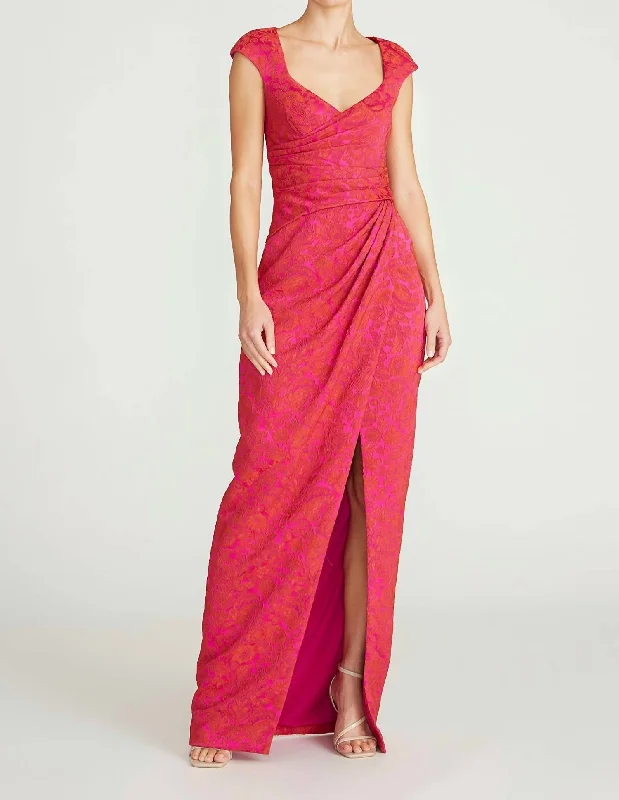 Shop Sale Items Feminine Grace Barbara Scoop Neck Column Gown In Petunia