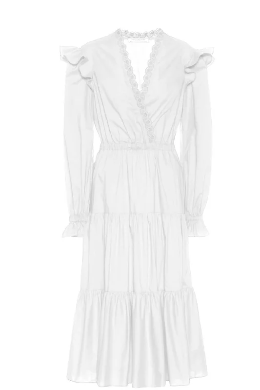 Bid Farewell To The Old Season Limited - Time Bundle Cotton Long Sleeve Dress In White