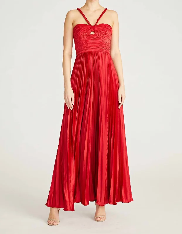 Premium Fashion Celebrate with Big Savings Idra Braided Strap Gown In Cranberry Red