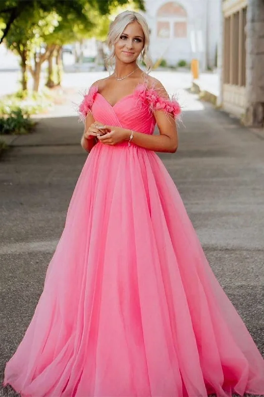 Clearance Event Weekend Special Roycebridal Off the shoulder Coral Long Prom Dress