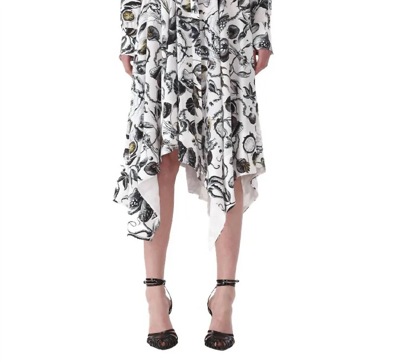 Flash Sale, Don'T Miss Limited - Stock Marine Print Asymmetric Long Sleeve Dress In Chalk