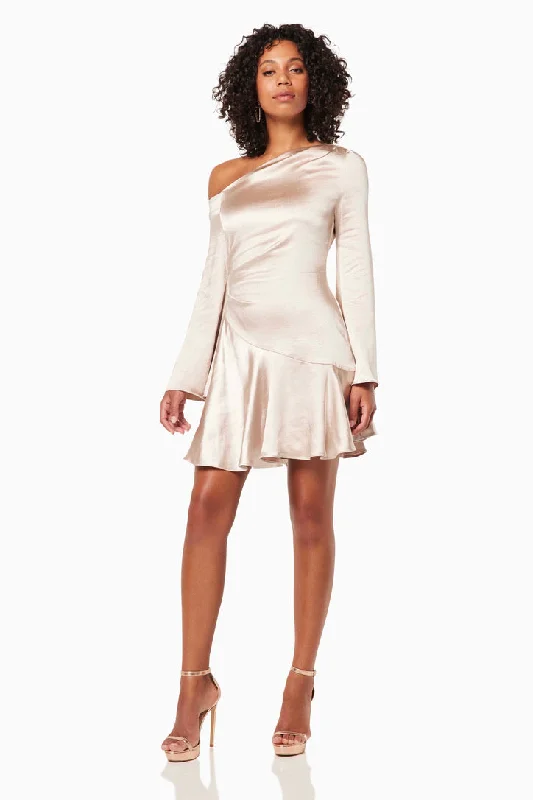 Seasonal Trends Father's Day Deals Jamboree Champagne Satin LS Mini Dress