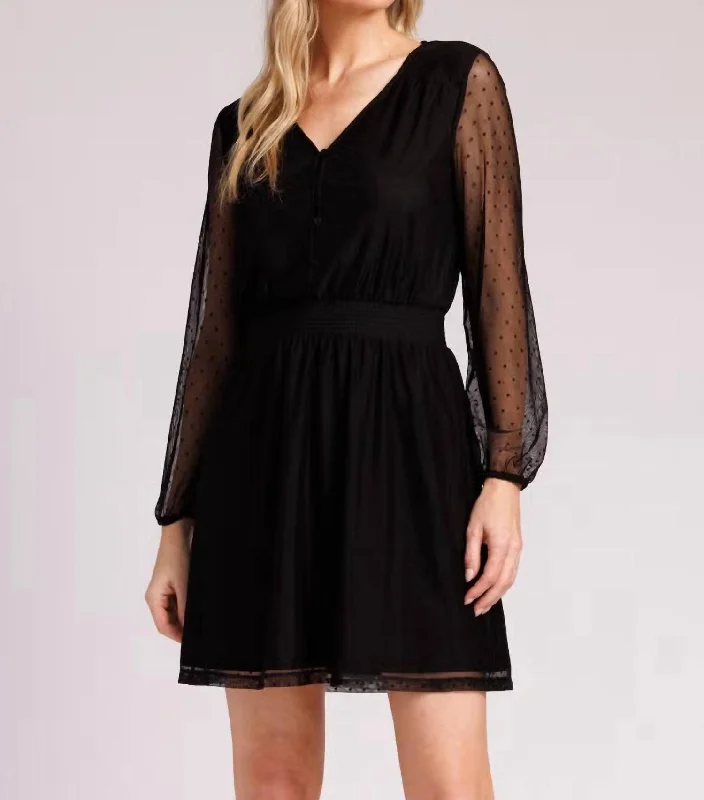 Trendy Street Style Limited - Stock Amelie Long Sleeve Polka Dot Dress In Black