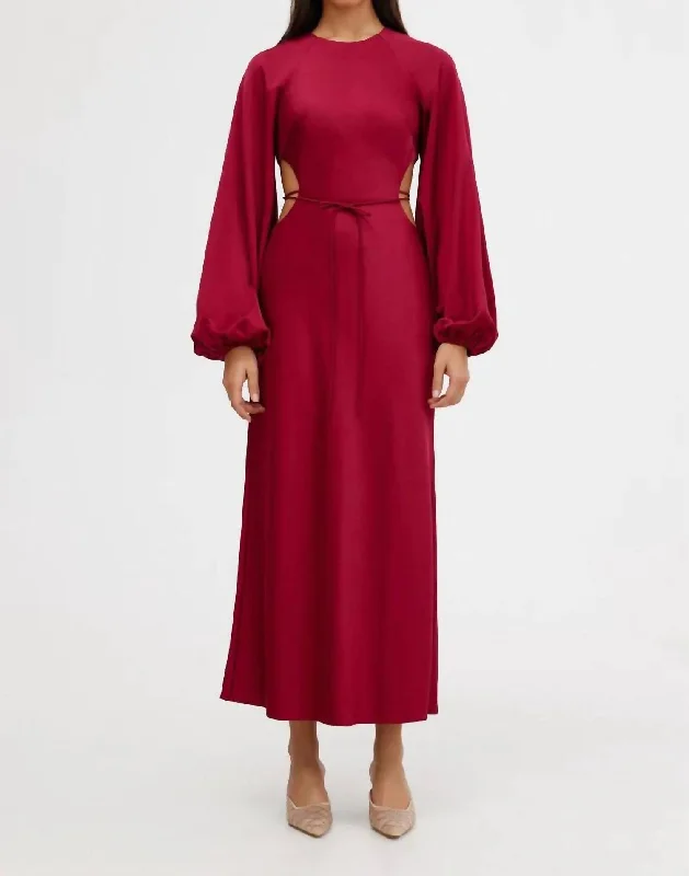 Trend Alert Minimalist Office - Ready Style Esme Long Sleeve Dress In Raspberry