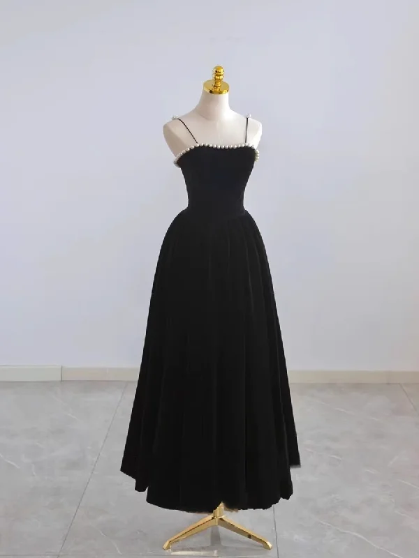 Stay Ahead In Style Limited - Time Bundle Simple A line Knee Length Sleeveless Velvet Black Prom Dress B015