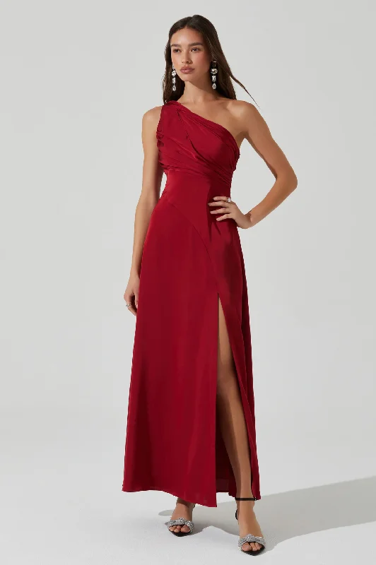 Fashion-Forward Flash Deals Atoila One Shoulder Satin Maxi Dress