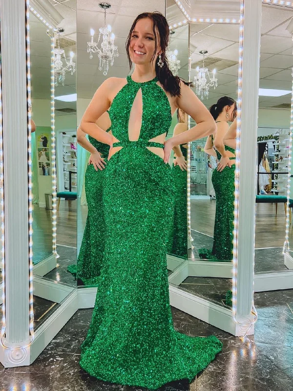 Sustainable Fashion Extravaganza Rustic Countryside Charm Look Roycebridal Cutout Mermaid Green Backless Long Prom Dress