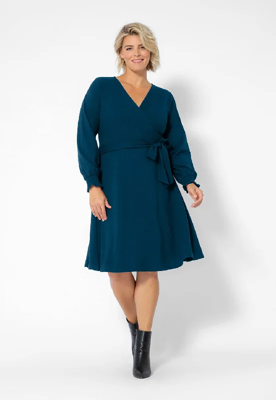 Daily Deals Seasonal Trend Leota Women's Long Sleeve Blouson Perfect Wrap Dress (Curve) Blue