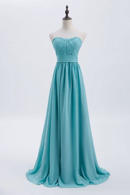 Timeless Style Promotions Score Big on Glamorous Red - Carpet Styles Sweetheart Turquoise Pleated Chiffon A-line Long Bridesmaid Dress