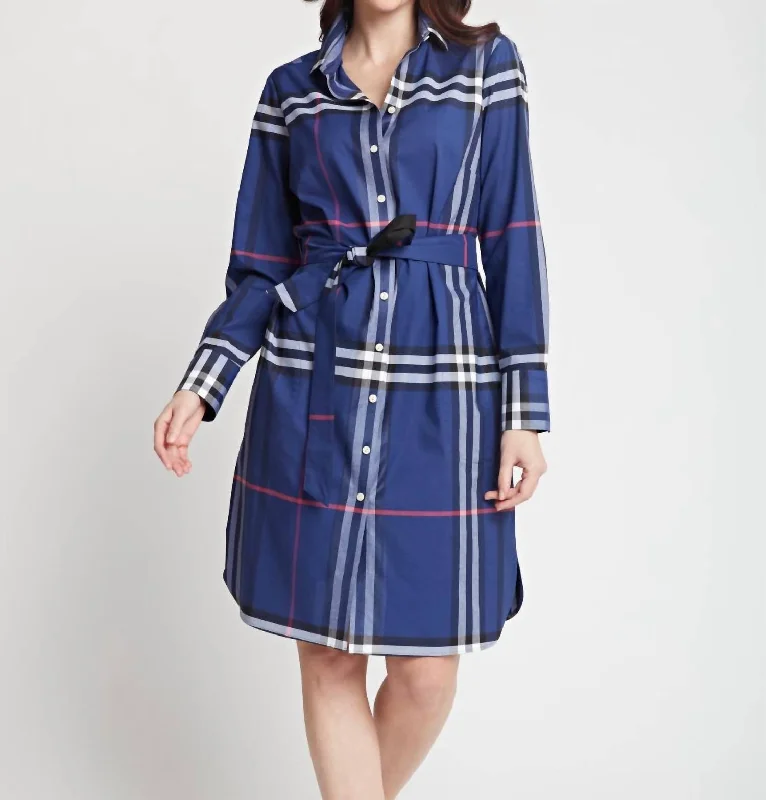 The Good Stuff Vintage Retro Party Wear Kathleen Long Sleeve Oversized Dress In Sapphire Multi