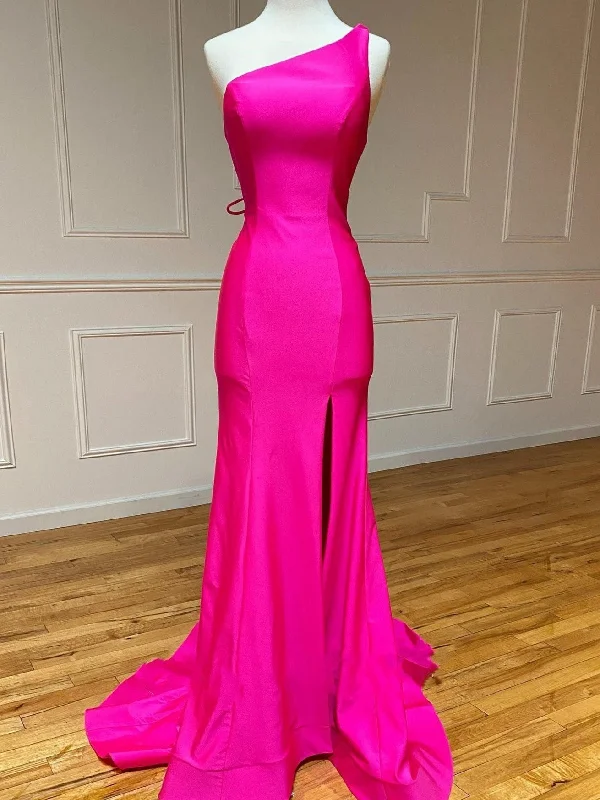 New Arrivals Mid - Season Sale Roycebridal Pink Mermaid One Shoulder Long Prom Dress