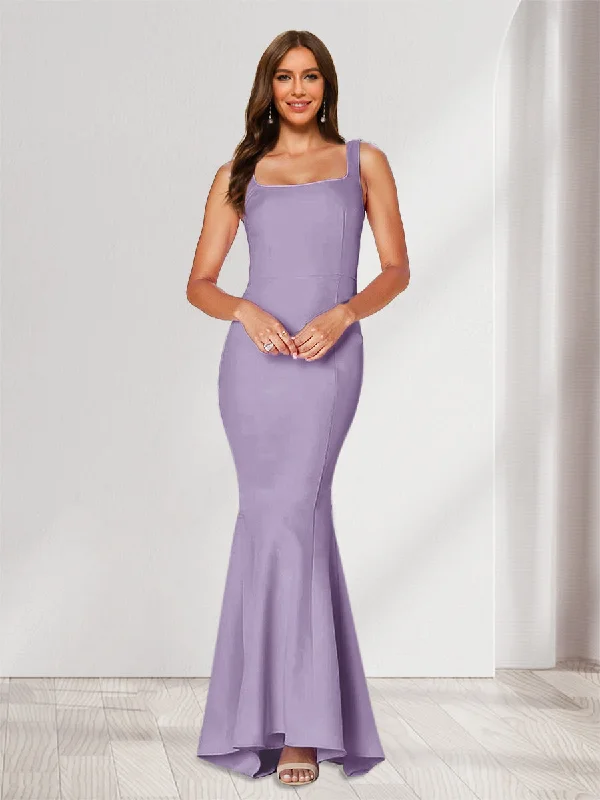 Laid-Back Fashion Offers Refined Simplicity Trumpet/Mermaid Square Neck Sleeveless Ruched Bridesmaid Dresses