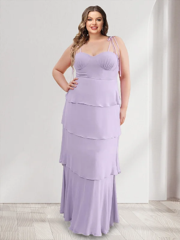 Contemporary Chic Promotions Luxury Comfort Sheath/Column Sweetheart Sleeveless Tiered Plus Size Bridesmaid Dresses