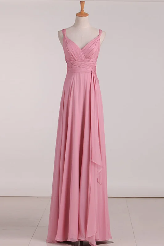 Unleash Your Fashion Mid - Week Surprise Pink V-Neck Lace-Up Long Bridesmaid Dress