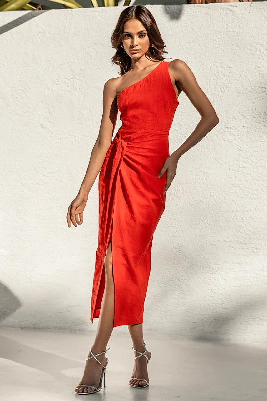 End Of Season Sale Beat the Heat in Tropical Styles Averie Midi Dress - Fire