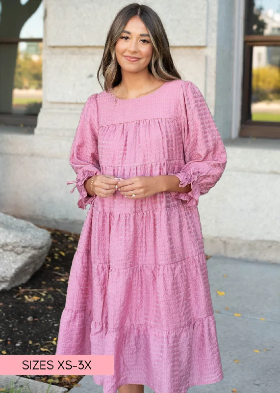 Holiday Attire Sale Artful Design Amelia Pink Long Sleeve Dress