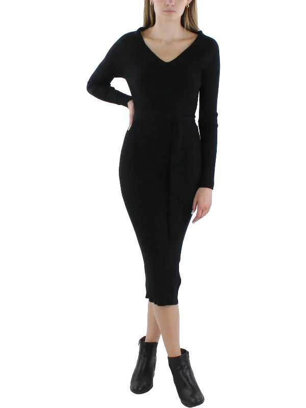 Trendy Styles Alluring Design Womens Midi Ribbed Bodycon Dress