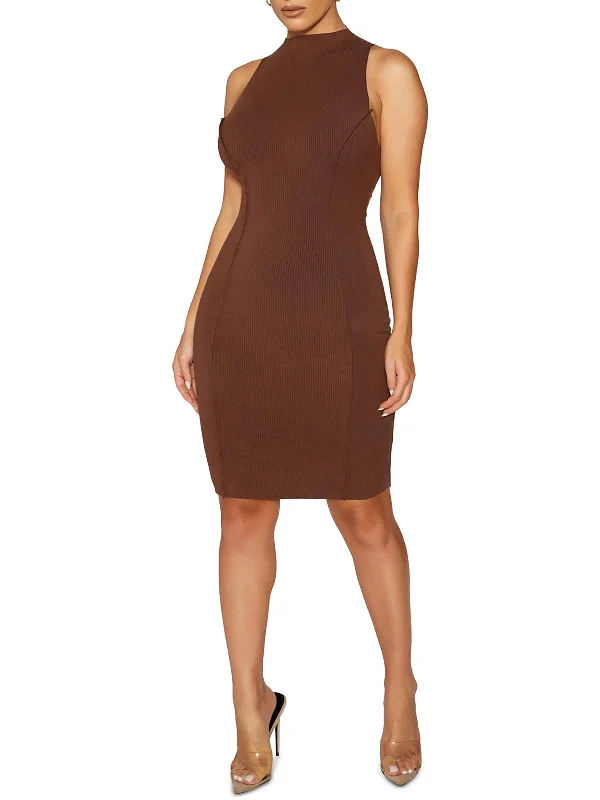 Holiday Glam Feminine Charm Womens Ribbed Tight Bodycon Dress