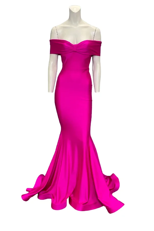 Smart Casual Deals Feminine Grace Evening Gown In Fuchsia