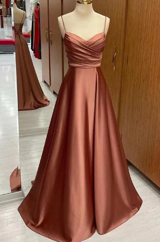 Minimalist Fashion Sale Contemporary Elegance Women Spaghetti Straps Bridesmaid Dress Long Satin Prom Gowns A-Line Wedding Party Dress YBD012