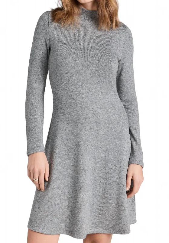 Huge Markdowns Feminine Flow Long Sleeve Short Dress In Silver Dust