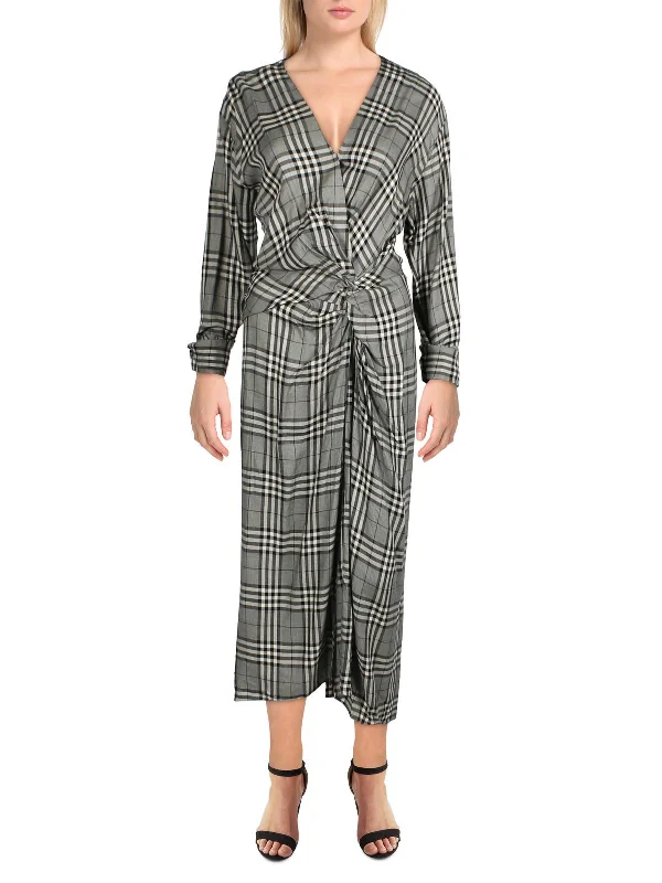 Polished Style Deals Contemporary Elegance Amber Womens Plaid Long Sleeve Shift Dress