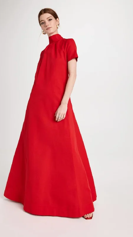 Timeless Style Promotions Flowy Fabric STAUD Women's Ilana Dress, Poinsettia, Red Gown Maxi