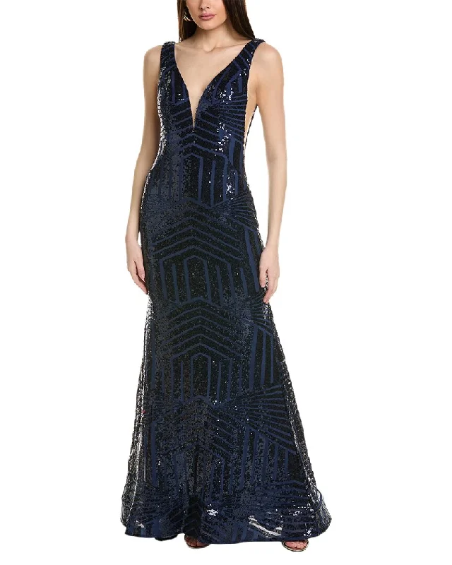 Elegant Fashion Offers Minimalist Chic Rene Ruiz Sequin Gown