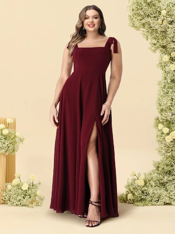 Elevated Casual Discounts Summer Splash Sale A-Line/Princess Spaghetti Straps Floor-Length Plus Size Bridesmaid Dresses With Split Side