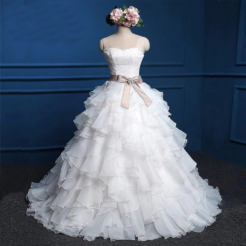 Enjoy Discount Flash Deals Sweetheart Lace Top Cute Bridal Gown, Cheap Popular Chiffon Wedding Dress, WD0027