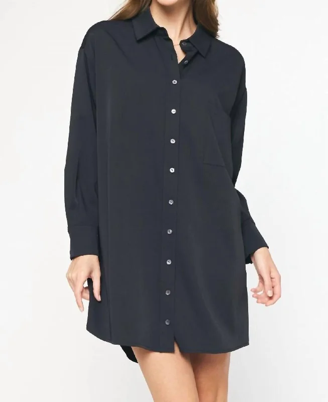 Best-Sellers Subtle Sophistication Long Sleeve Button Up Dress In Black