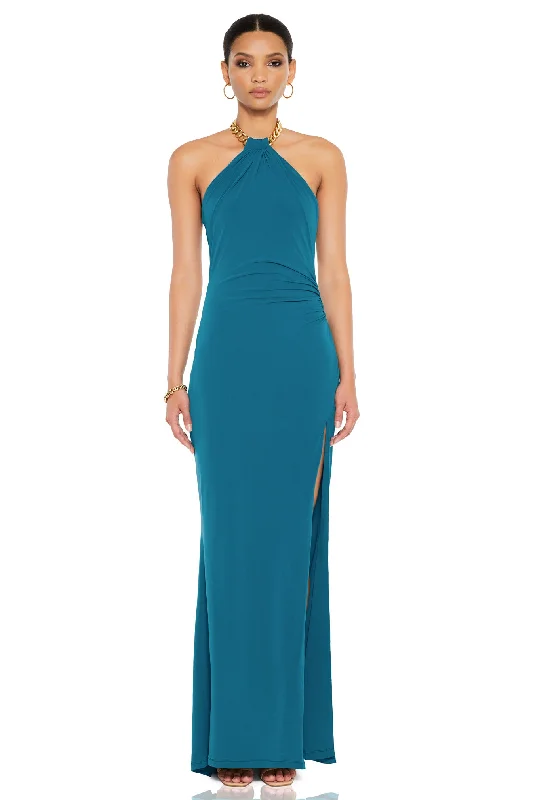 Trend Leading Collection Boho - Chic Festival - Ready Style Nookie Captivate Halter Gown - Jade