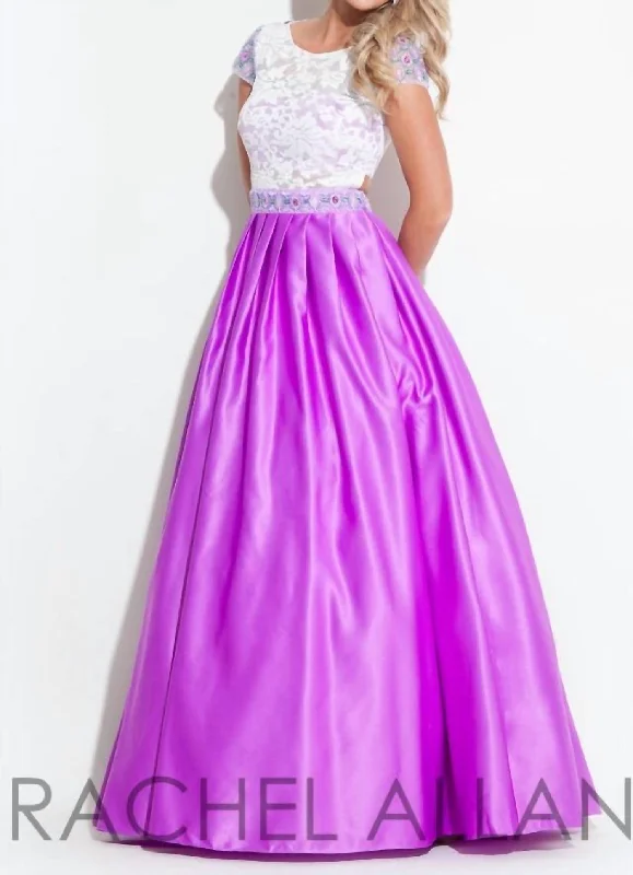 Edgy Fashion Deals Graceful Drape Princess Ballgown In Purple