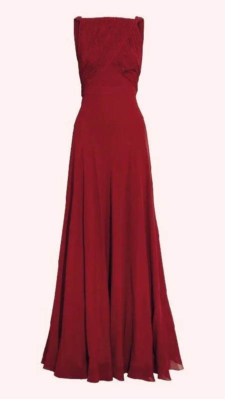 Latest Trends Lightweight Fabric Elegant A Line Sleeveless Chiffon Red Long Prom Dresses Evening Dress C3169