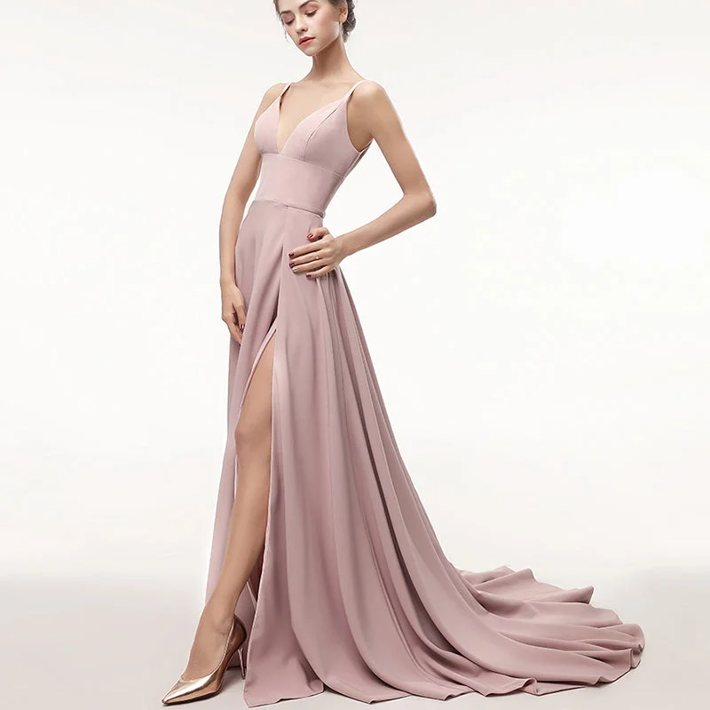 Latest Trends Mother's Day Special Pink Spaghetti Straps Bridesmaid Dresses Long Evening Gown vestido de formatura