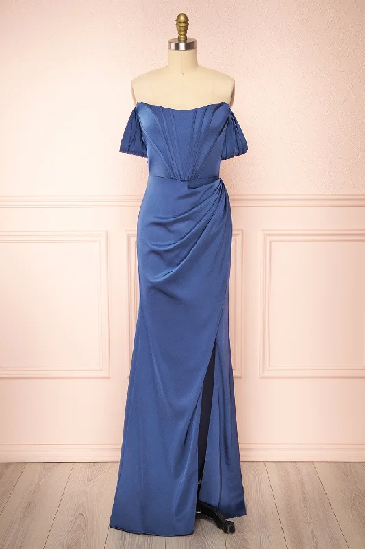 Spring Fashion Update with Cottagecore Styles Namie Blue | Corset Maxi Dress w/ Removable Straps