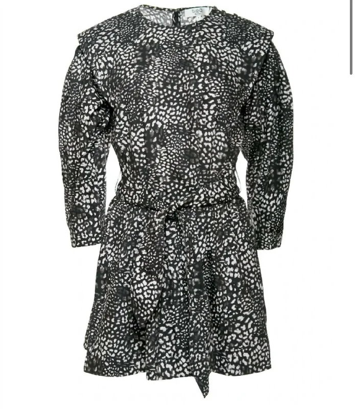 Chic Style, Always In Vogue Summer Splash Sale Women's Calla Cheetah Long Sleeve Belted Tunic Dress In Night