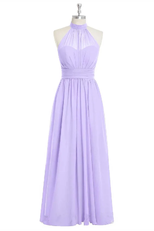 Elegant Fashion Offers Now on Sale for Chic Urban Styles Lavender Chiffon Halter Long Bridesmaid Dress