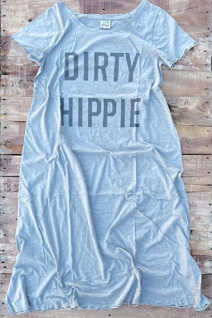 Flash Sale Effortless Sophistication 09822 Dirty Hippie Tshirt Dress-Light Grey