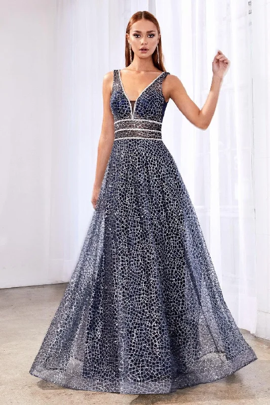 Weekend Exclusive Hollywood Glam Award - Show Style Cinderella Divine CJ256 Long A Line Prom Metallic Dress Evening Gown