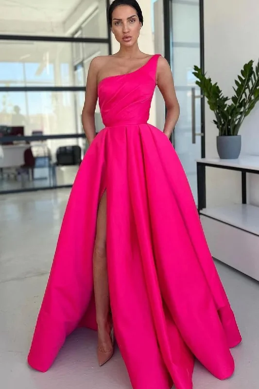 Urban Elegance Deals Save on Inspired Styles Roycebridal Ariella | Charming A Line One Shoulder Fuchsia Sequins Long Prom Dresses with Slit